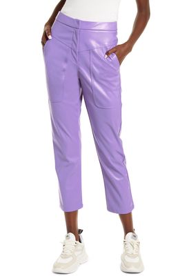 Amy Lynn Tapered Faux Leather Trousers in Purple