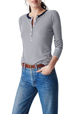 Faherty Legend Stripe Ribbed Henley in Abyss Stripe
