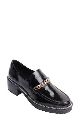 CAVERLEY Laurie Patent Leather Loafer in Crinkle Black