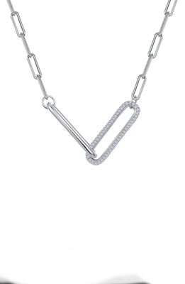 Lafonn Simulated Diamond Paperclip Necklace in Silver