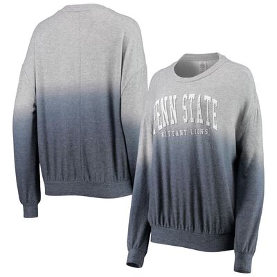 Women's Gameday Couture Navy/Gray Penn State Nittany Lions Slow Fade Hacci Ombre Pullover Sweatshirt