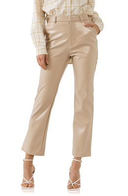 Grey Lab Faux Leather Pants in Beige