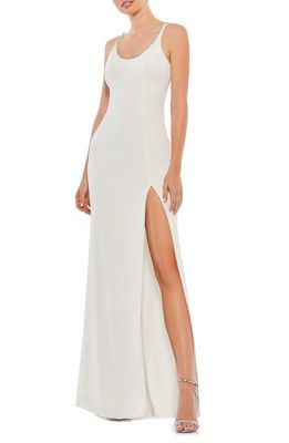 Mac Duggal Scoop Neck Sleeveless Gown in White
