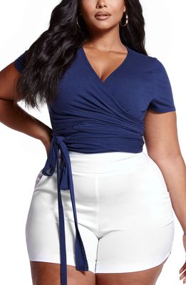 Fashion to Figure Wrap Crop Top in Navy