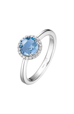 Lafonn Birthstone Halo Ring in December Blue Topaz /Silver