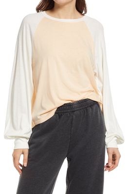 Treasure & Bond Colorblock Long Sleeve T-Shirt in Coral Cream- Ivory