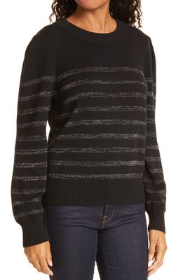 Rails Allegra Metallic Stripe Cotton & Cashmere Sweater in Black Metallic