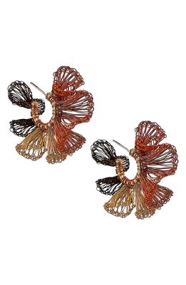Lavish by Tricia Milaneze Lavish Coral Ruffle Crochet Hoop Earrings in Multicolor