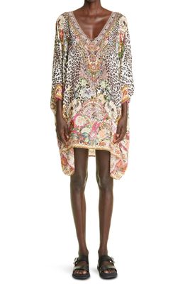 Camilla Crystal Embellished Silk Cover-Up Caftan in Anarchy At Annabels