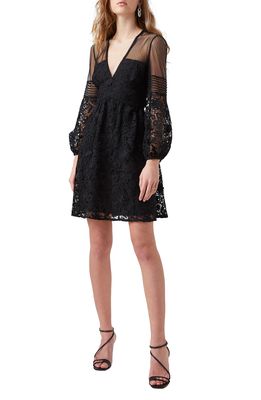 French Connection Long Sleeve Lace Minidress in Black