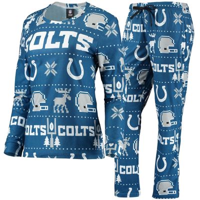 Women's FOCO Royal Indianapolis Colts Ugly Pajamas Set