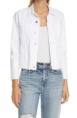 L'AGENCE Janelle Raw Cut Slim Denim Jacket in Blanc