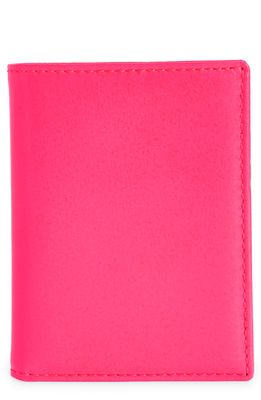 Comme des Garcons Wallets Comme des Garcons Super Fluorescent Leather Bifold Wallet in Pink/Yellow