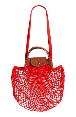 Longchamp Le Pliage Filet Knit Shoulder Bag in Red
