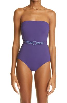 Zimmermann Tropicana Belted One-Piece Swimsuit in Navy