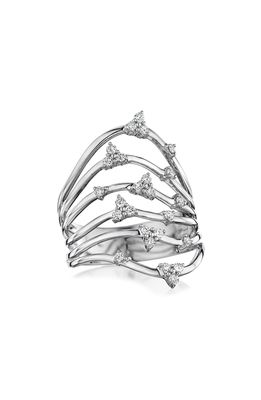 Hueb Luminus Stacked Diamond Ring in White Gold