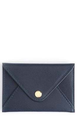 ROYCE New York Leather Envelope Card Holder in Navy Blue
