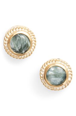 Anna Beck Seraphinite Stud Earrings in Gold/Green