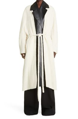 Proenza Schouler Alpaca Blend Coat with Removable Leather Inset in Off White