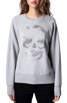 Zadig & Voltaire Camo Skull Strass Sweatshirt in Gris Chine