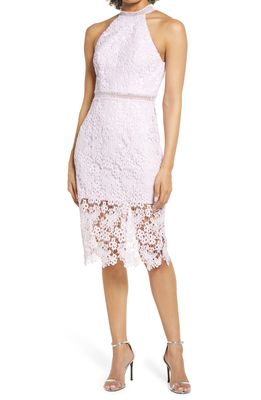 Chi Chi London Halter Neck Lace Cocktail Dress in Lilac