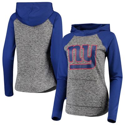 Women's G-III 4Her by Carl Banks Heathered Gray/Royal New York Giants Championship Ring Pullover Hoodie in Heather Gray