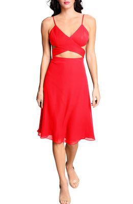 Dress the Population Abigail Cutout Fit & Flare Dress in Rouge