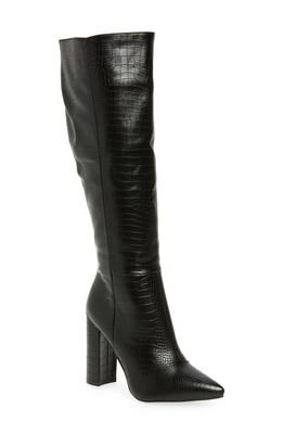 Billini Milla Faux Leather Pointed Toe Boot in Black Croc