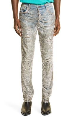 AMIRI Chain Distressed Skinny Jeans in Clay Indigo
