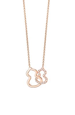 Qeelin Petite Wulu Double Diamond Pendant Necklace in Rose Gold