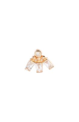 Anzie Cleo Single White Topaz & Diamond Stud Earring in Rose Gold