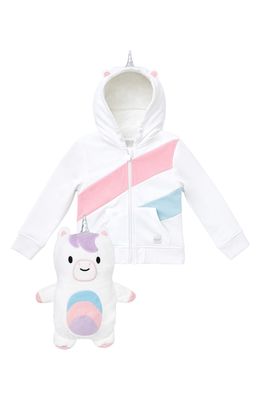 Cubcoats Kids' Uki Unicorn 2-in-1 Stuffed Animal Hoodie in White