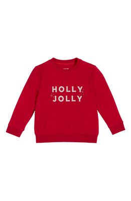 Petit Lem Holly Jolly Applique Organic Cotton Sweatshirt in Red