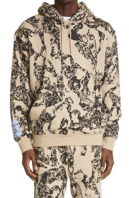 MCQ The Body Atlas Print French Terry Hoodie in Flint