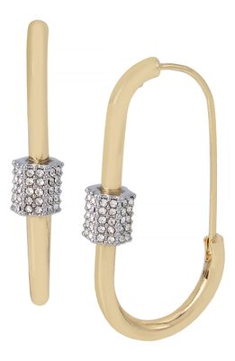 AllSaints Pave Carabiner Hoop Earrings in Crystal