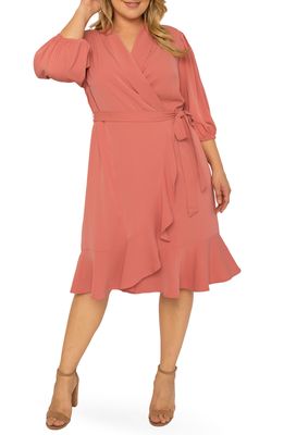 Standards & Practices Kylie Ruffle Wrap Dress in Dusty Pink