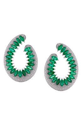 Hueb Mirage Diamond & Emerald Hoop Earrings in White Gold