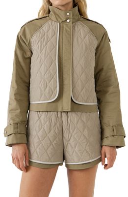 Grey Lab Quilted Panel Jacket in Olive
