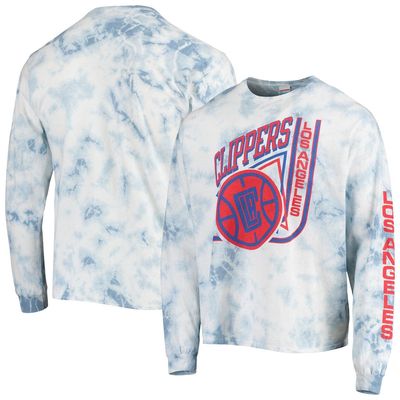 Men's Junk Food LA Clippers Throwback Tie-Dye Long Sleeve T-Shirt in Blue