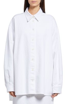 The Row Frannie Oversize Denim Button-Up Shirt in White