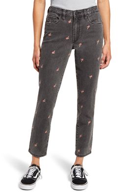 BLANKNYC Rosebud Embroidered High Waist Crop Slim Jeans in Cant Handle