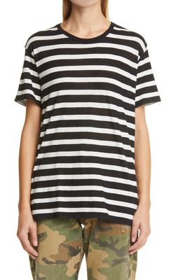 R13 Boy Stripe Cotton & Cashmere T-Shirt in Black W/Ecru