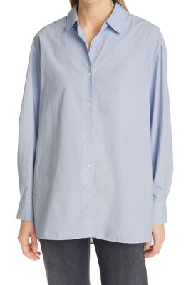 Nili Lotan Women's Yorke High/Low Poplin Shirt in Light Blue