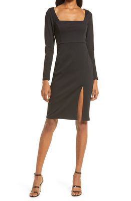 Lulus Style & Sass Square Neck Long Sleeve Dress in Black