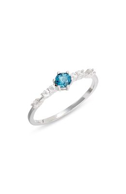 Azura Jewelry Blue Topaz Ring in White Gold