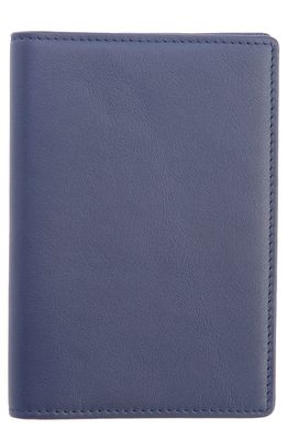 ROYCE New York RFID Leather Passport Case in Navy Blue