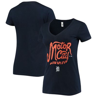 BREAKINGT Women's Navy Detroit Tigers Hometown Tri-Blend V-Neck T-Shirt