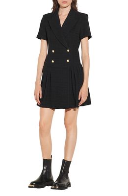 sandro Double Breasted Fit & Flare Knit Minidress in Black
