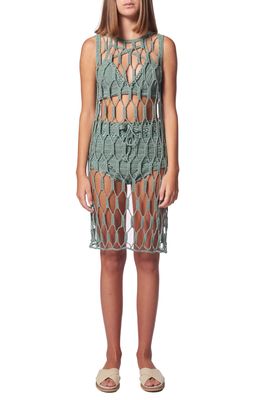 AYNI See Through Crochet Long Tunic in Mint