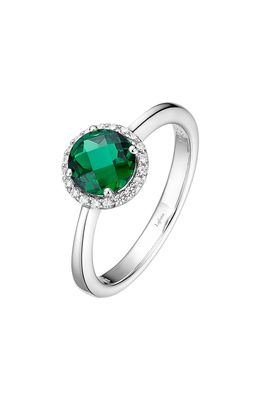Lafonn Birthstone Halo Ring in May Emerald /Silver